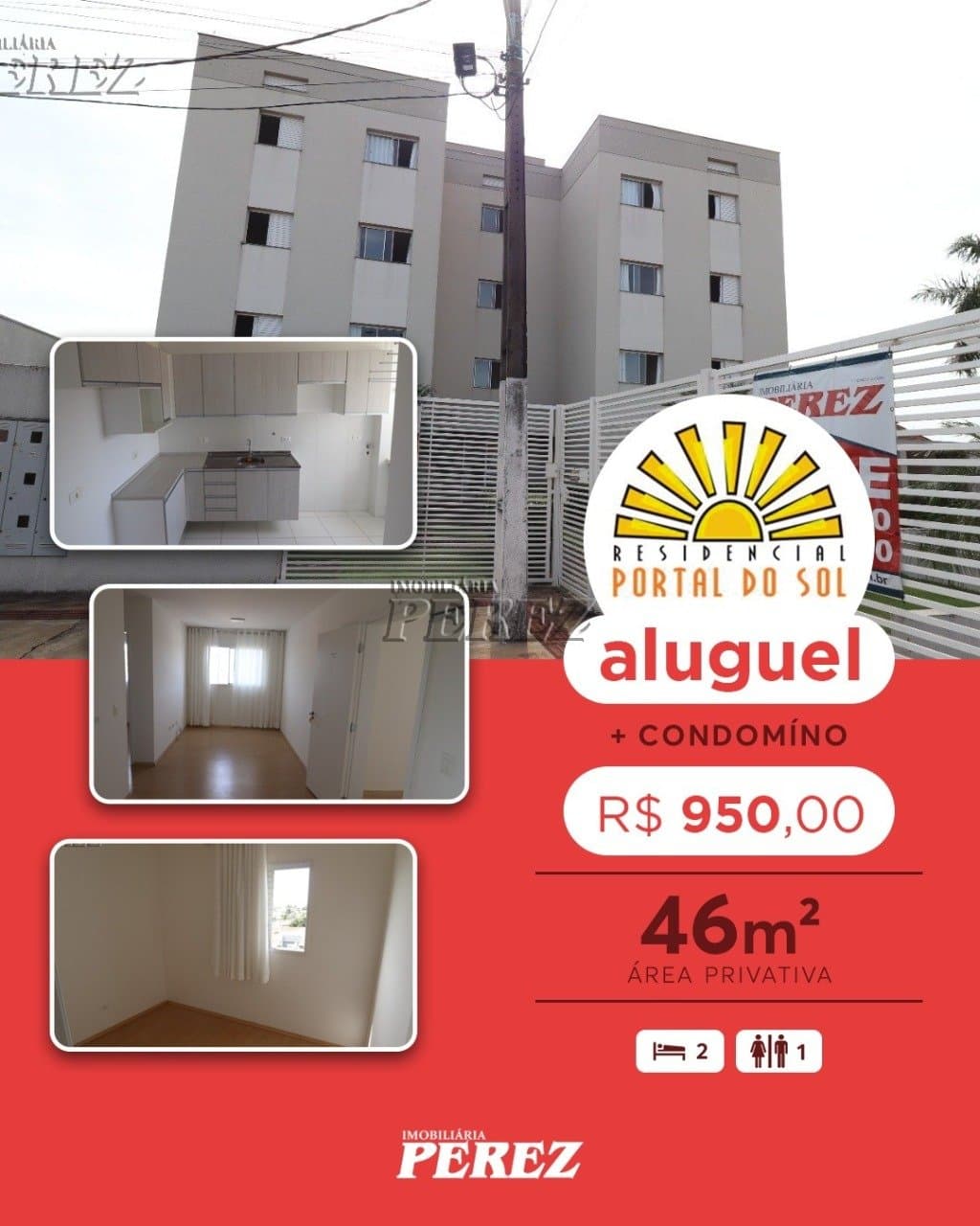 Apartamento no Portal Do Sol, de 2 quartos, 46.26 m² para alugar no Residencial Portal Do Sol - Londrina/PR - Foto 0