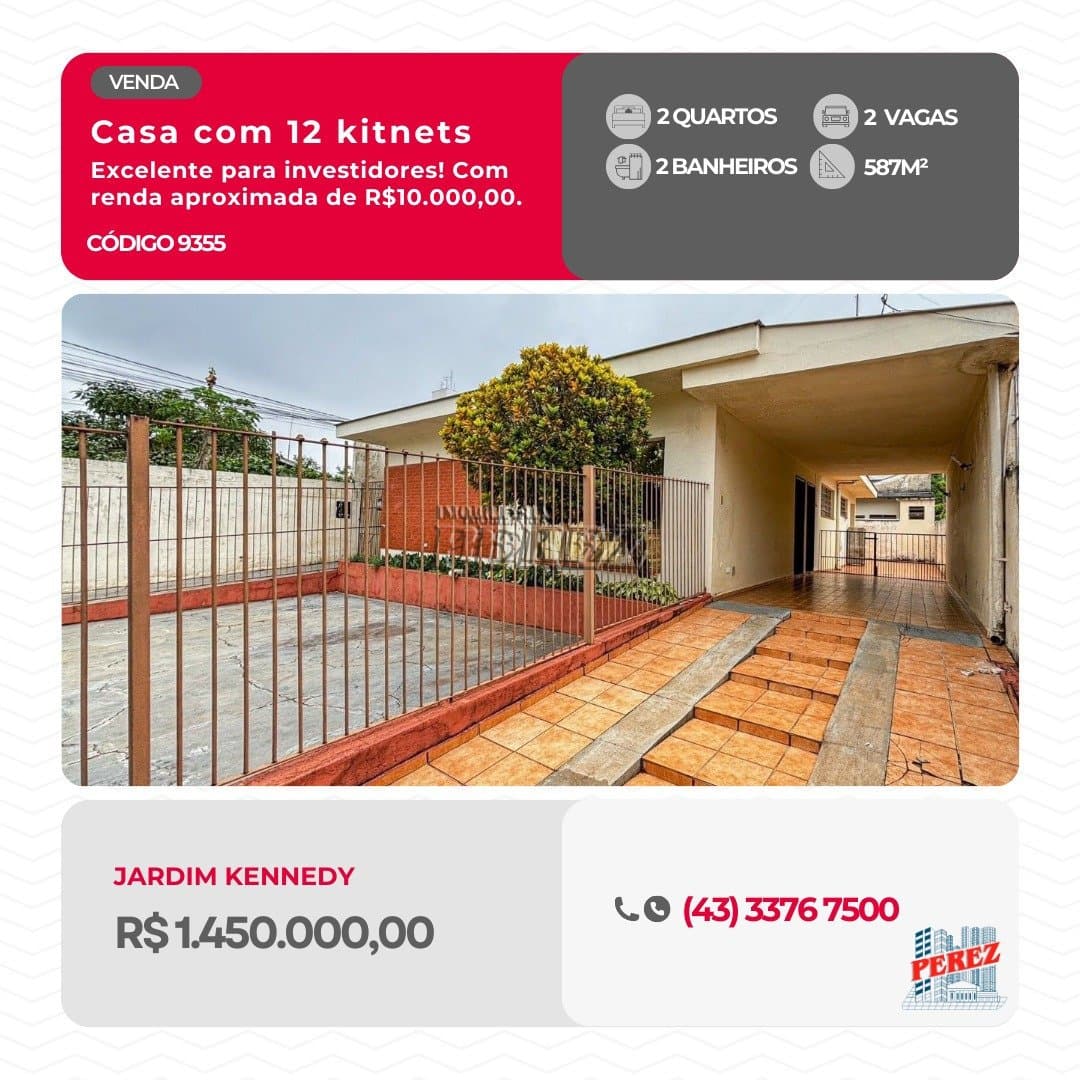 Casa à venda na Rua Humaita no centro de Londrina - Jardim Kennedy